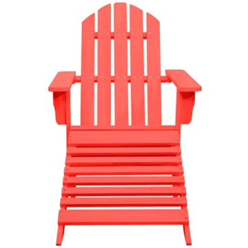Adirondack dārza krēsls ar pufām, sarkans, Raudona