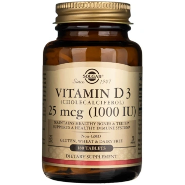 Solgar D3 vitamīns 25 mcg (1000 SV) - 180 tabletes