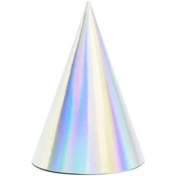 PartyDeco svētku cepurītes, opalizējošas, 17 cm, k