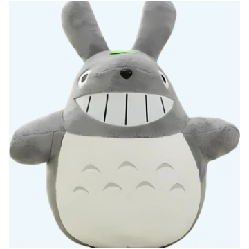 Liels Totoro rotaļu lācītis ar lielu smaidu Mīksta