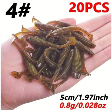 20gab Zvejas Tārpi, Mīksta Ēsma, 5cm/0.8g Gumijas