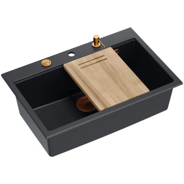 MARC WORKSTATION 1-bowl sink + Push-2-Open siphon 