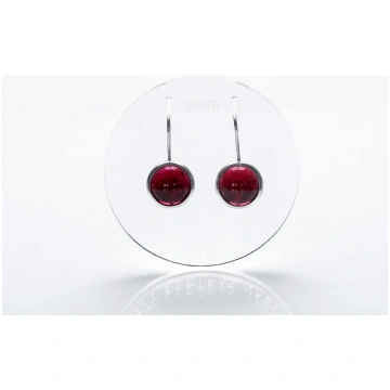 "Powered by love" silver earrings with garnets · M