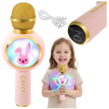 Bērnu bezvadu karaoke mikrofons ar LED Rivex