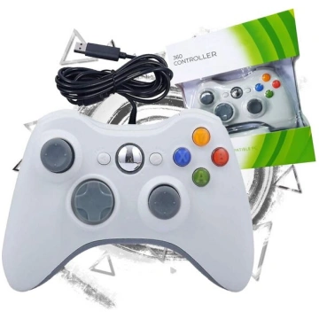 XBOX 360 spēļu panelis ar vibrāciju, balts ar vadu