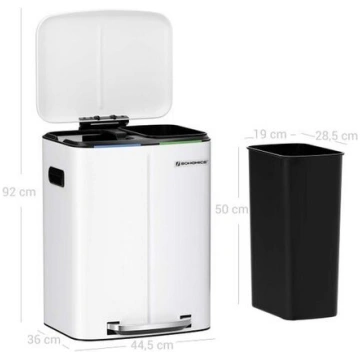 Miskaste 40 litri (2 x 20 L) SONGMICS, balta