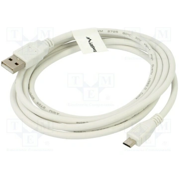 Cable; USB 2.0; USB A plug,USB B micro plug; gold-