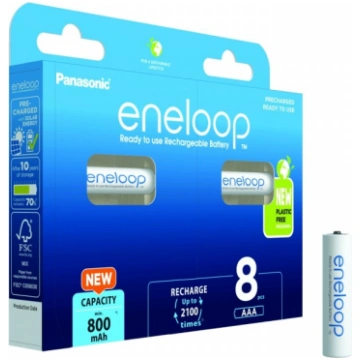 PANASONIC eneloop AAA batteries, 800 mAh, pack of 