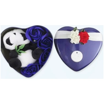 Panda plīša zilā Valentīndienas kastītē Mīksta Rot