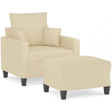 Armchair with Stool Cream 60 cm Fabric, Suitable f
