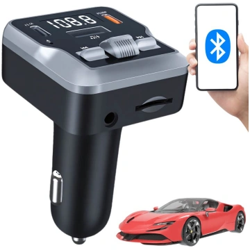 FM MP3 Transmiters ar Bluetooth 5.3, 2x USB-C un S