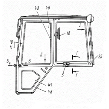 Kabīnes stikls sānu JUMZ lielā kabīne 810x655 (45T