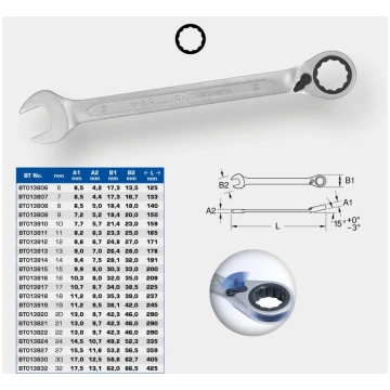 Brilliant Tools 17mm Kombinētā atslēga ar sprūdrat