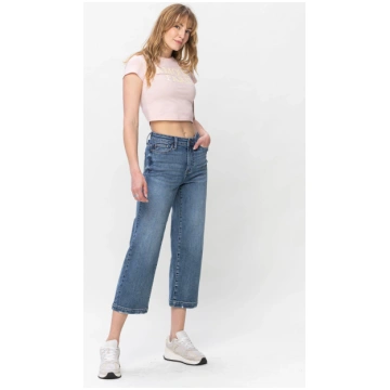 Betty High Rise Vintage Wash Wide Leg Crop Jeans C