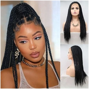 AFBeauty Black Braided Lace Front parūka sintētisk