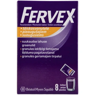 Fervex ar cukuru pieaugušajiem, 8 paciņas