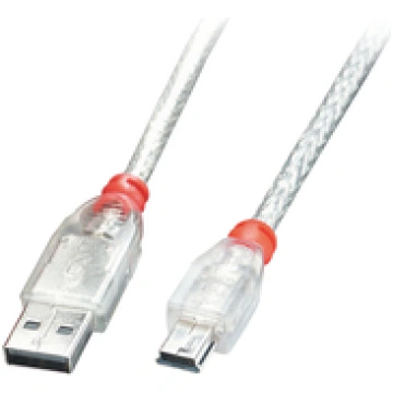 USB 2.0 Kabel A/Mini-B 0 5m USB High Speed transpa