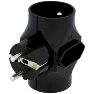 Elgotech Electrical Plug 3 Sockets Black R-201-2