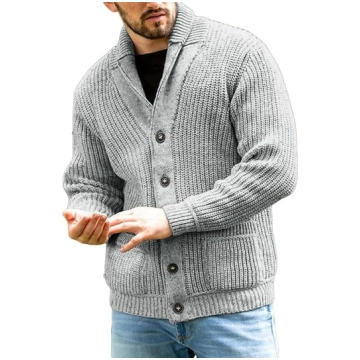 Runcati vīriešu Chunky Knit Cardigan gadījuma šall