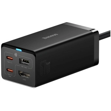 Charger BASEUS GaN 2x USB-C, USB-A, HDMI 4K, 67W, 