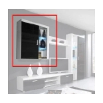 CAMA MEBLE SAMBA Sienas vitrīna (balta + melna gla