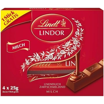 Lindt šokolāde | LINDOR piena šokolādes stienīši, 