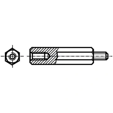Screwed spacer sleeve | 25mm | Int.thread: M3 | Ex