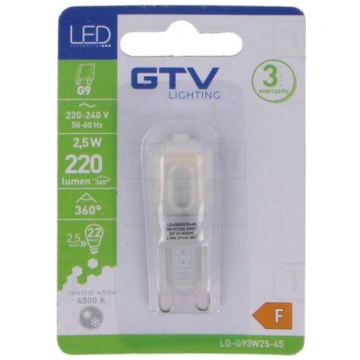 LED lamp | G9 | neutral white | 230VAC | 220lm | 2
