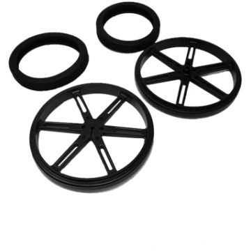 Wheel; black; Shaft: D spring; push-in; Ø: 90mm; S