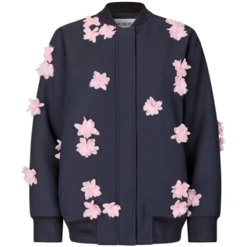 STINE GOYA - Double Sided Crepe, Floral Bomber Jac