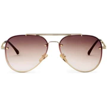 Brūnas aviator tipa saulesbrilles zelta krāsā Seiz