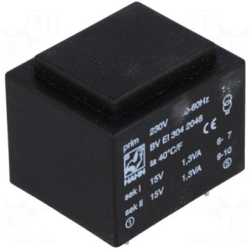 Transformer: encapsulated | 2.6VA | 230VAC | 15V |