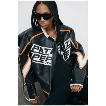Racing leather biker jacket